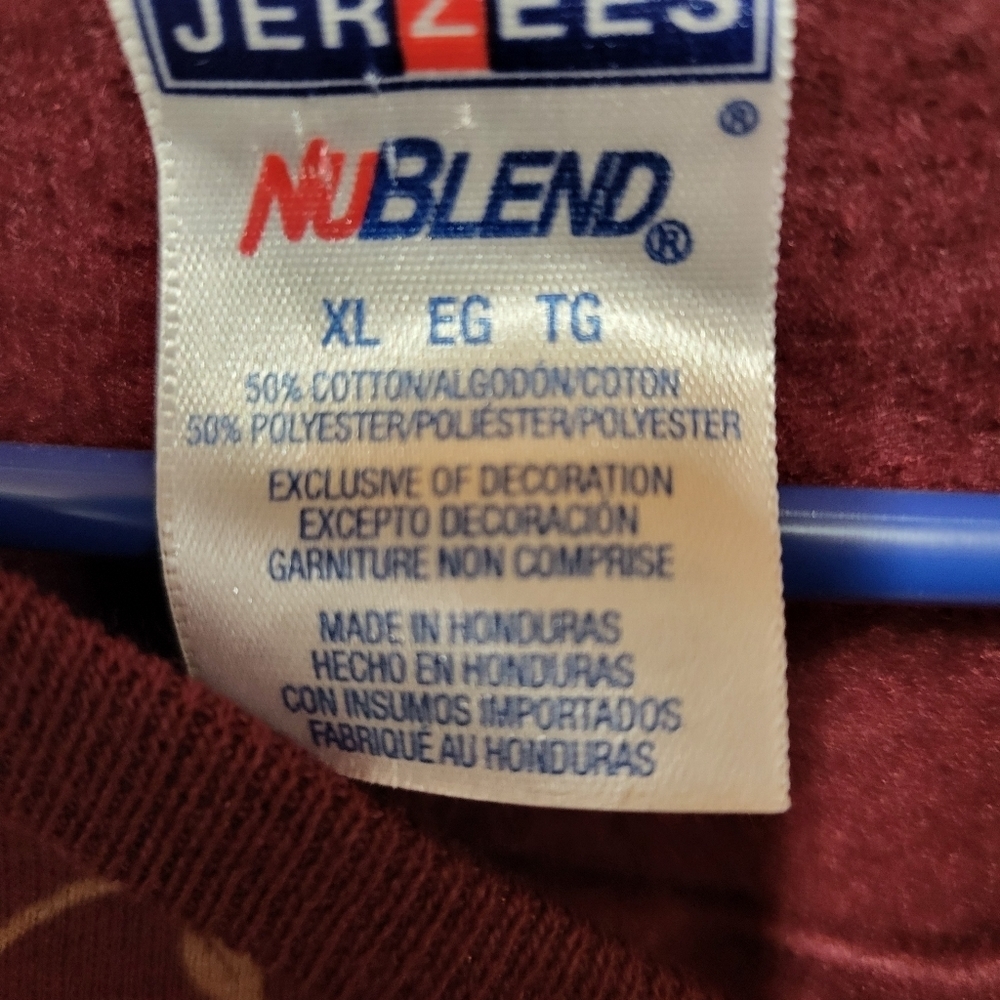 VTG Y2k Jerzees Burgundy Red Wine Country Vineyard Art Pullover Sweatshirt XL - Picture 7 of 11